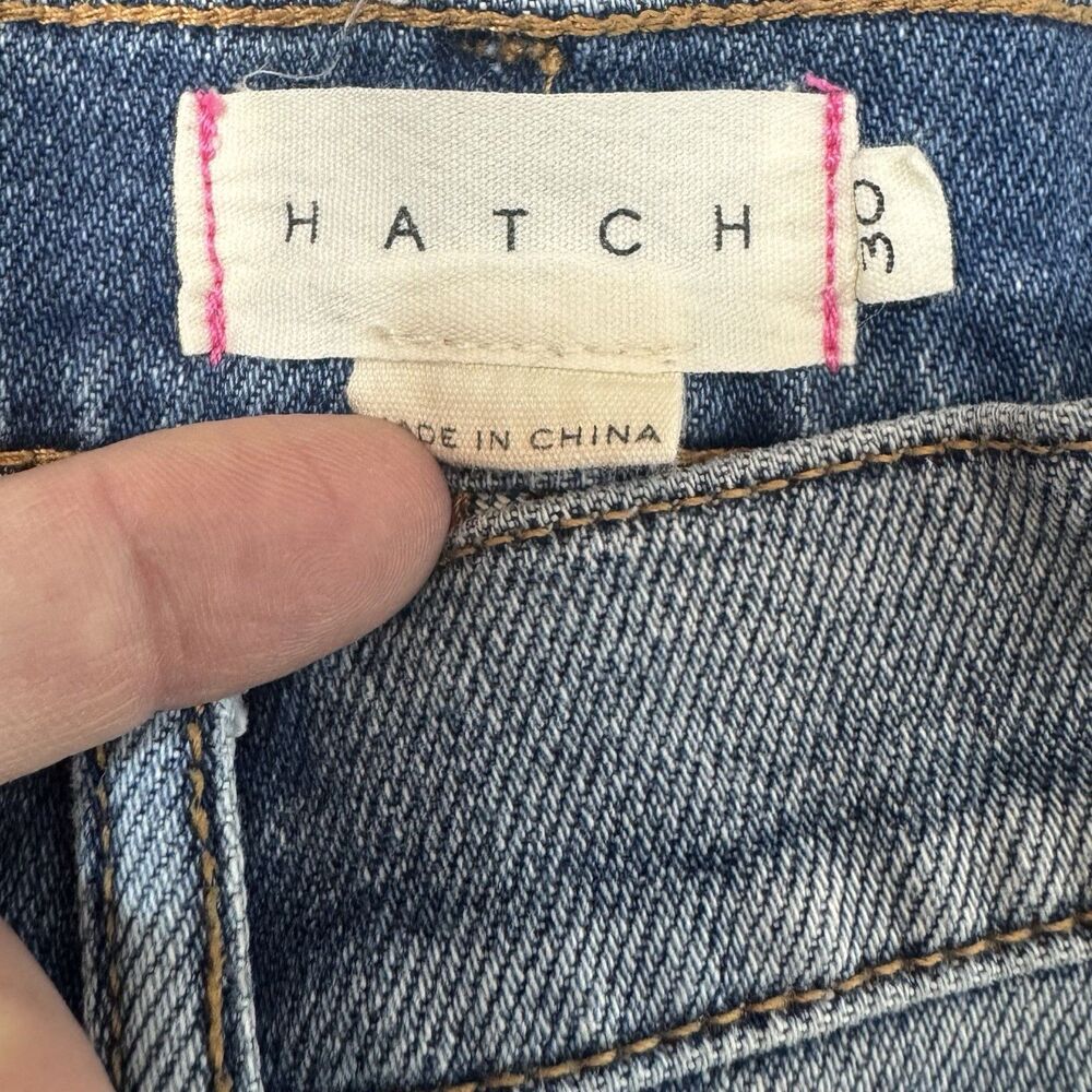 HATCH Maternity The Cut Off Denim Jean Shorts Size 30 Blue Distressed Stretch - Picture 7 of 9